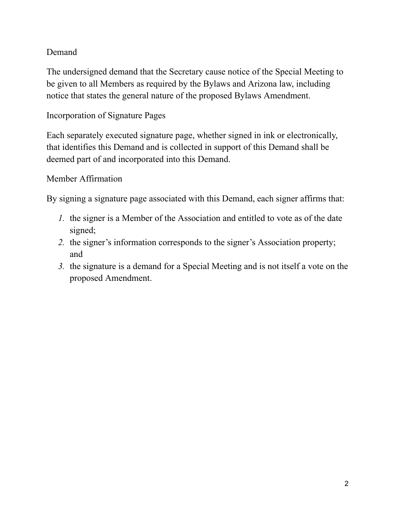 Demand for Special Meeting page 2